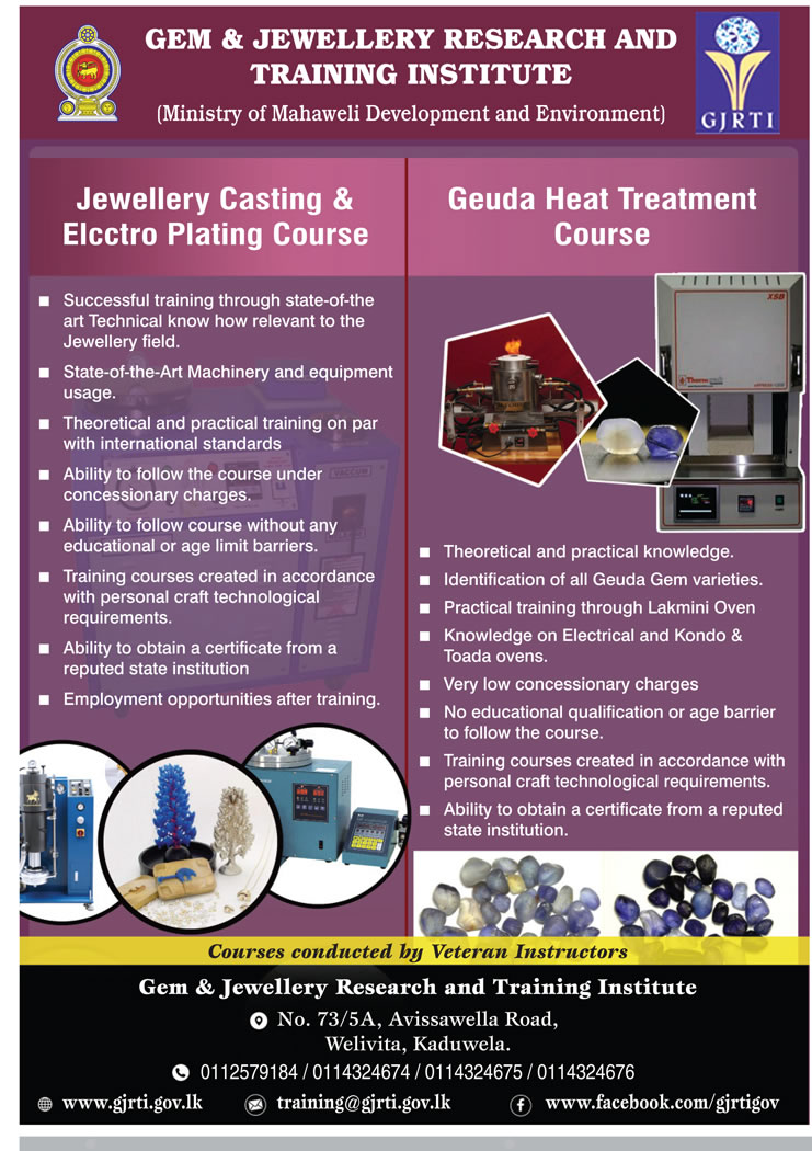 Jewellery Casting & Electro Plating Course, Geuda Heat Treatment Course - Gem & Jewellery Research & Training Institute